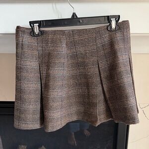 ASTR Pleated Plaid Brown Women's Skirt